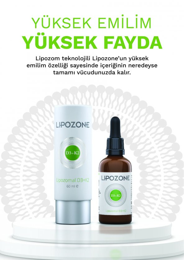 Lipozone Lipozomal D3+K2 Damla 60 ml - Resim 3