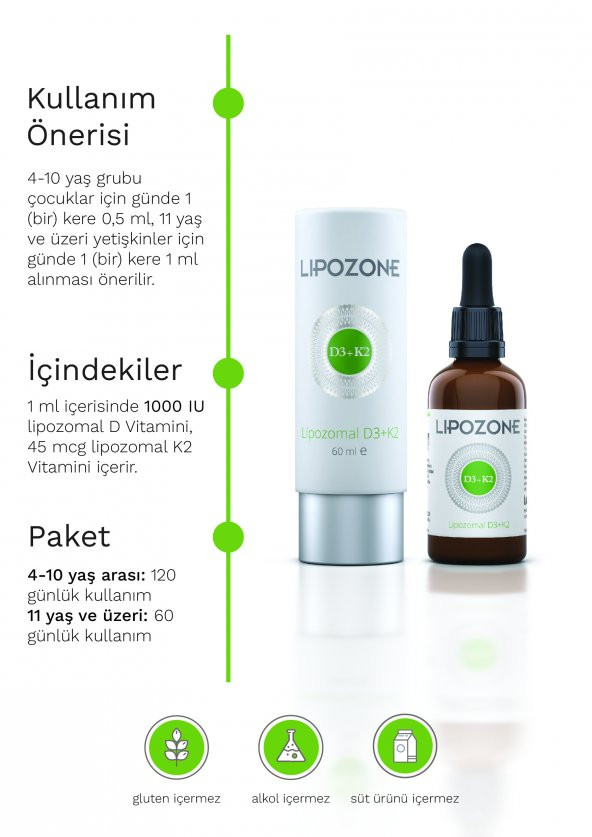 Lipozone Lipozomal D3+K2 Damla 60 ml - Resim 4