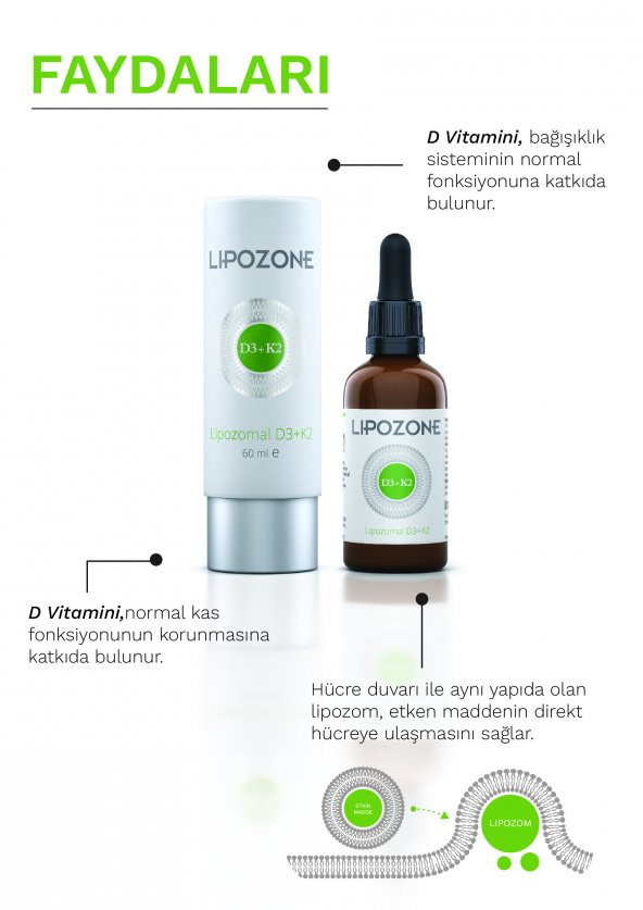 Lipozone Lipozomal D3+K2 Damla 60 ml - Resim 5