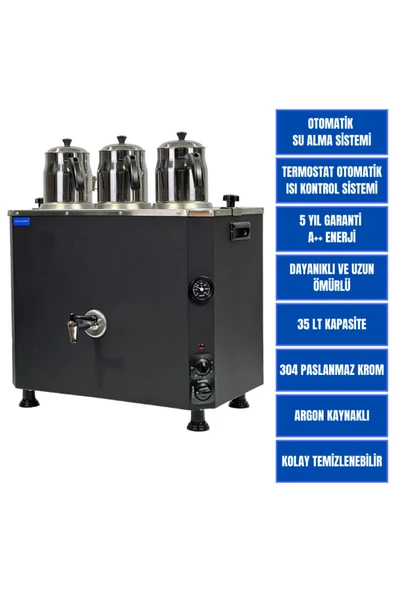 KUTLU TİCARET Kutlu Titanium 3 Demlikli Çay Kazani (elektrikli) ürün görseli 1