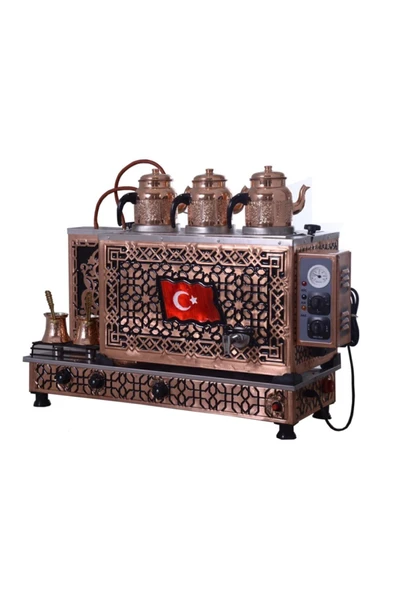 KUTLU Bayrak 3 Demlikli Bakır Çay Kazanı ürün görseli 1