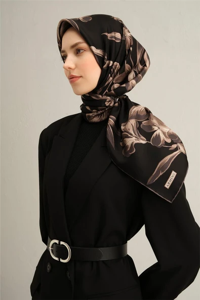 Çiçek Desenli Saf İpek Sura Eşarp 9304 ürün görseli 1