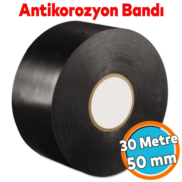 Antikorozyon Bandı Siyah Metal Boru Pas Önleme İzolasyon Sarma Bant 50 mm x 30 Metre 1 Adet ürün görseli 1