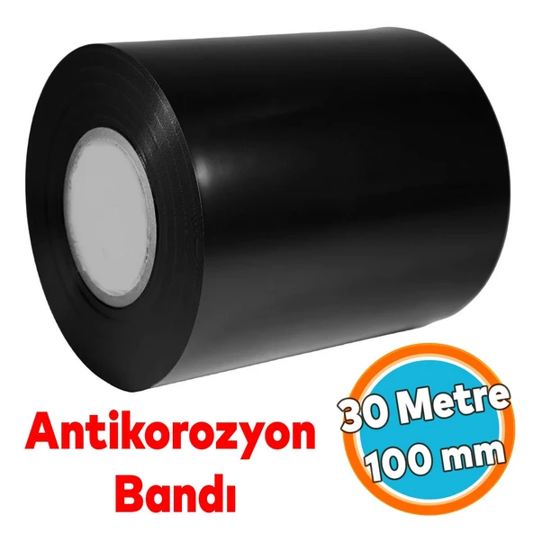 Antikorozyon Bandı Siyah Renk Metal Boru Pas Önleme İzolasyon Sarma Bant 100 mm x 30 Metre 1 Adet ürün görseli 1
