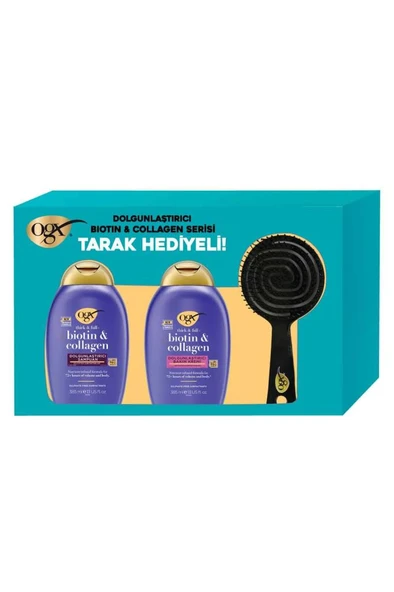 Organix Biotin&Collagen Şampuan 385 ml+Saç Kremi 385 ml+Tarak Hediyeli 3'lü Set ürün görseli 1