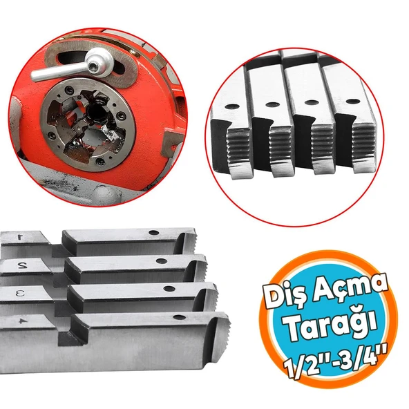Diş Açıcı Euromax EX75011 EX75013 EX75015 Pafta Tarak Yedek Diş Açma Tarağı Metal 1/2" - 3/4" ürün görseli 1