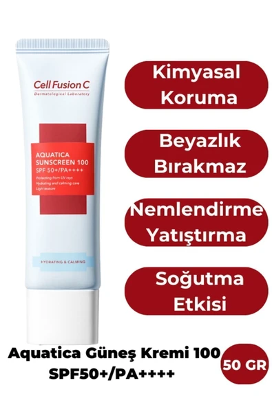 CELL FUSİON C AQUATİCA NEMLENDİRİCİ YÜKSEK KORUYUCU TÜM CİLT TİPLERİ IÇİN GÜNEŞ KREMİ 100 SPF50 ürün görseli 1