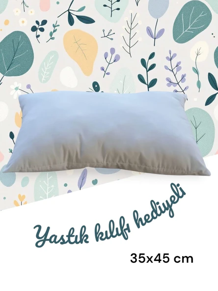 Premium Pamuklu Bebek Yastığı ,1-8 Yaş, Saf Silikon Dolgulu 35X45 cm Yastık kılıfı hediye ürün görseli 1