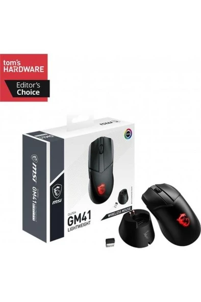 MSI Clutch GM41 LightWeight RGB Şarjlı Makrolu Ergonomik Optik Kablosuz Oyuncu Mouse Teşhir ürün görseli 1