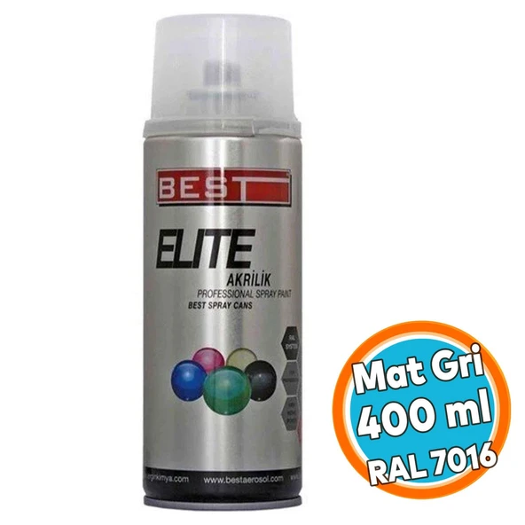 Akrilik Sprey Boya 400 ml Mat Gri Antasit Gri RAL7016 ürün görseli 1