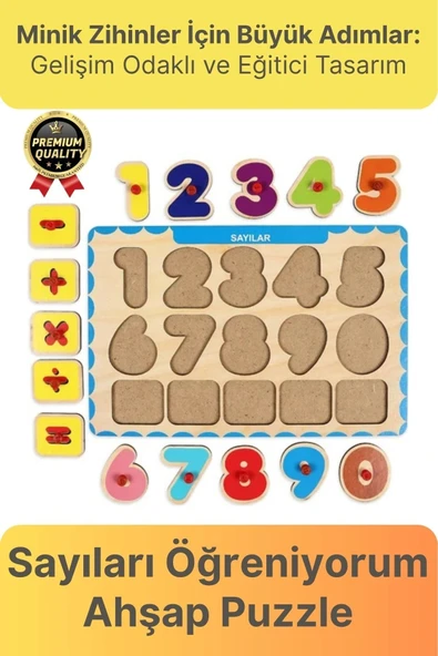 Yeni Seri Çocuk Ebeveyn Eğlenceli Eğitici Öğrenme Destekli Sayılar Yapboz Ahşap Tutmalı Puzzle ürün görseli 1