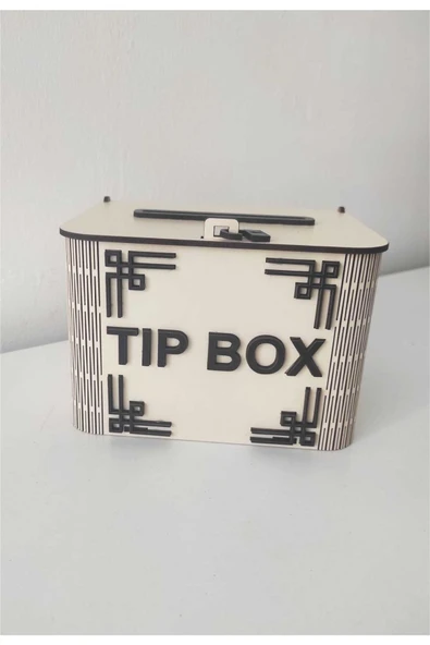 Dekoratif Krem Ahşap Tip Box Kutu Bahşiş Kutusu Kumbara ürün görseli 1