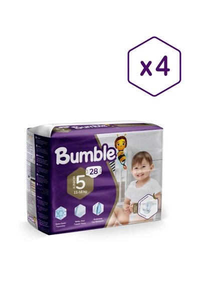 Bumble Junior Bebek Bezi 5 Beden 11-18 Kg Eko Paket 4'lü 112 Adet ürün görseli 1