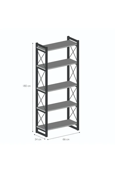 5 Raflı Kitaplık Beyaz - Resim 3