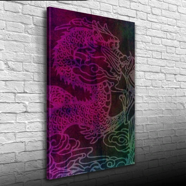 Ejderha Çizimi Mor Tonlarda Kanvas Tablo 50 x 70 ürün görseli 1