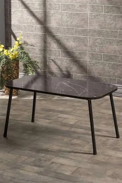 Orta Sehpa Kr Metal Ayak Siyah Mermer Desen ürün görseli 1
