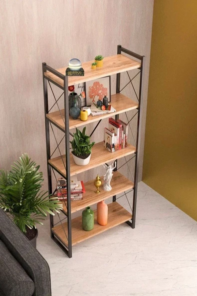 Kitaplık 5 Raflı Ceviz 180 Cm ürün görseli 1