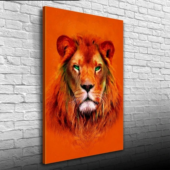 Aslan , Turuncu Tonlarda Dekoratif Kanvas Tablo 50 x 70 ürün görseli 1