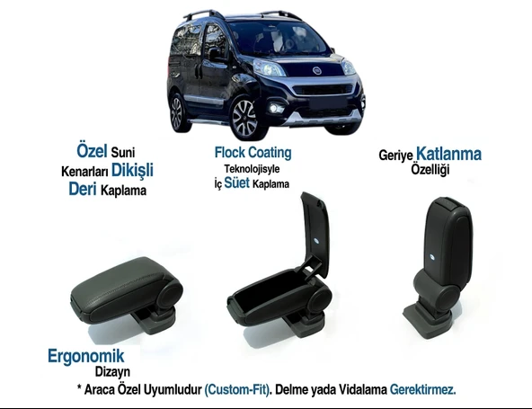 FİAT FİORİNO ARACA ÖZEL KOL DAYAMA VİDASIZ KOLÇAK  2003 2004 2005 2006 2007 2008 2009 2010 2011 2012 ürün görseli 1