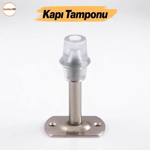 Kapı Stoperi Tamponu Gümüş Krom 8 cm Metal Kapı Durdurucu Tutucu Kapı Altı Üstü Kolu Stopu Silikonlu ürün görseli 1