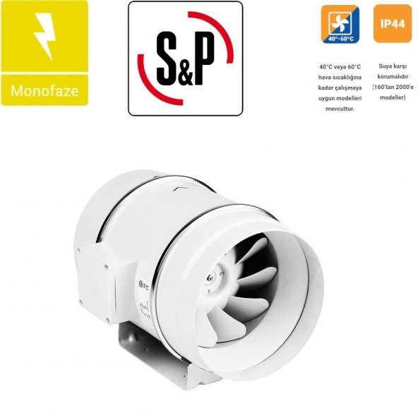 Soler & Palau TD 500/150 Plastik Yuvarlak Kanal Tipi Fan Ø 150mm 580 m³/h Sessiz Tasarruflu AGMair agm sp Havalandırma Fanı ürün görseli 1
