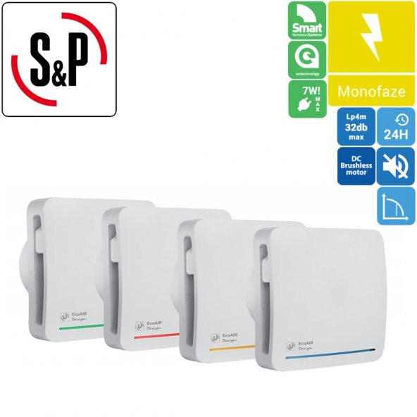 Soler & Palau Ecoair Design S Duvar Tavan Tipi Sessiz 100mm Radyal Fan Banyo Aspiratörü Ortam havalandırma Fanı AGMair agm sp ürün görseli 1