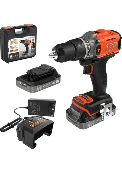 Black+Decker BCD383D2XK 18 V Çift Akülü 2 Ah Darbeli Matkap ürün görseli 1