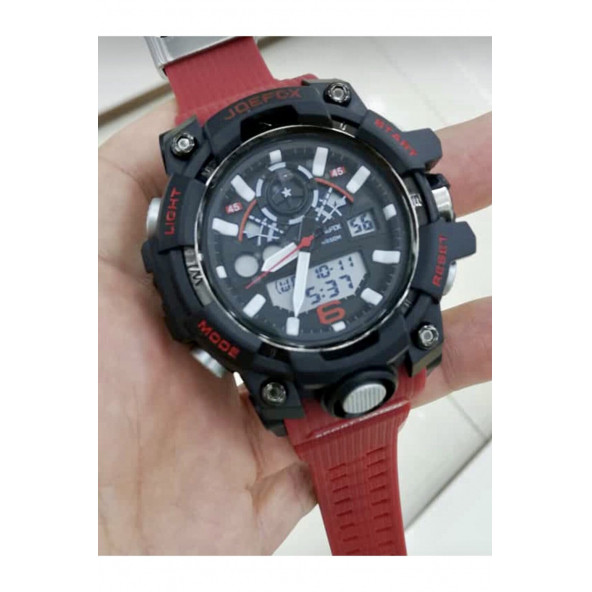 Joefox Digital Analog Kırmızı Silikon Kayış Kol Saati ürün görseli 1