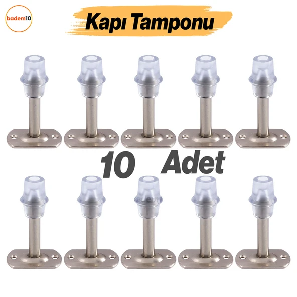 Kapı Stoperi 10 ADET Tamponu Gümüş Krom 8 cm Metal Kapı Durdurucu Tutucu Kapı Altı Üstü Kolu Stopu ürün görseli 1