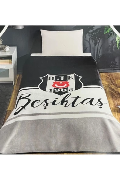 Taç Lisanslı Beşiktaş Klasik Tek Kişilik Battaniye ürün görseli 1