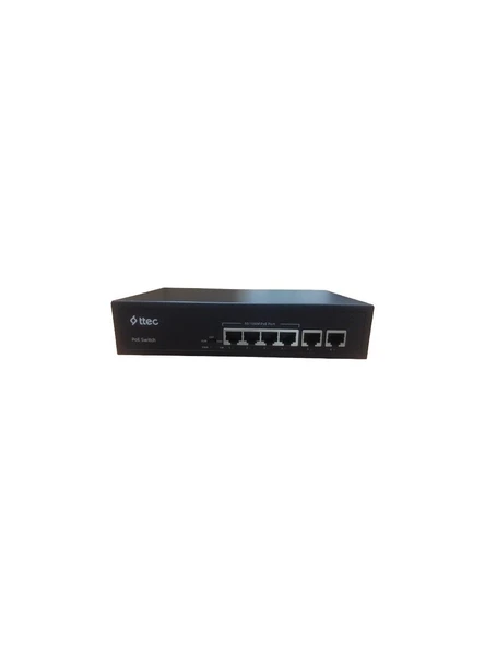 ttec 0665P 4+2 Portlu, 10/100 Fast Ethernet, Poe Switch 2 Fast Ethernet Uplink, 4 Port Poe + 65W ürün görseli 1