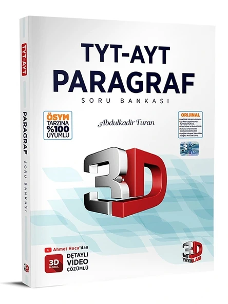 3D Yayınları Tyt-Ayt Paragraf Soru Bankası Yeni ürün görseli 1