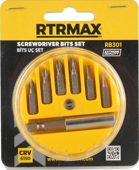 RTRMAX RB301 Bits Uç + Adaptör Seti - 7 Parça ürün görseli 1