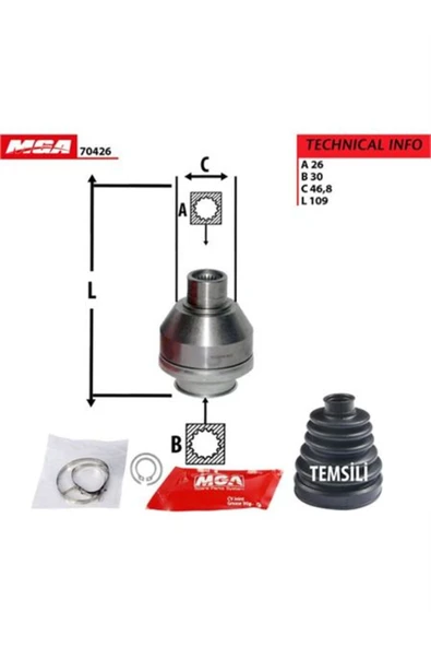 Mga 70426 Aks Kafası Ic Sol-(VW: TRANSPORTER T5 2.5TDI AXD AXE)- 705029 7h0498103c ürün görseli 1