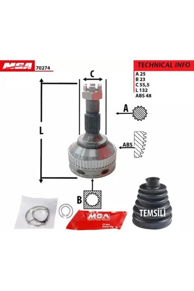 Mga 70274 Aks Kafası Abslı( Peugeot : 306 1.4 1.1 )- - ürün görseli 1