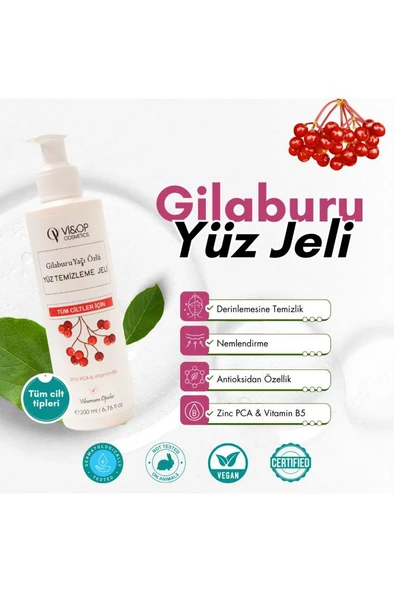 Vi&Op Cosmetics Gilaburu Yağı Özlü Yüz Temizleme Jeli ürün görseli 1