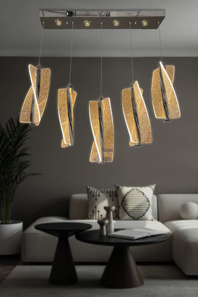 Liza 5 Li Sıralı Sarkıt Led Avize - Resim 8