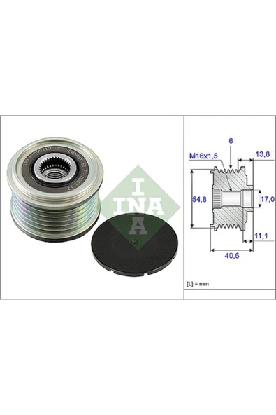 INA 535010210  ALTERNATÖR KASNAĞI CLIO III MODUS / MICRA K12 NOTE ürün görseli 1