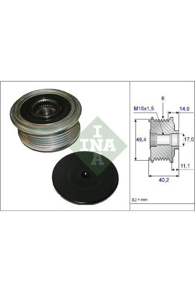 INA 535012410 ALTERNATÖR KASNAĞI POLO-A4-A6-T6-AMAROK-GOLF6 1.6-2.0 TDI CAGA-CDCA-CLHA-CLHB ürün görseli 1