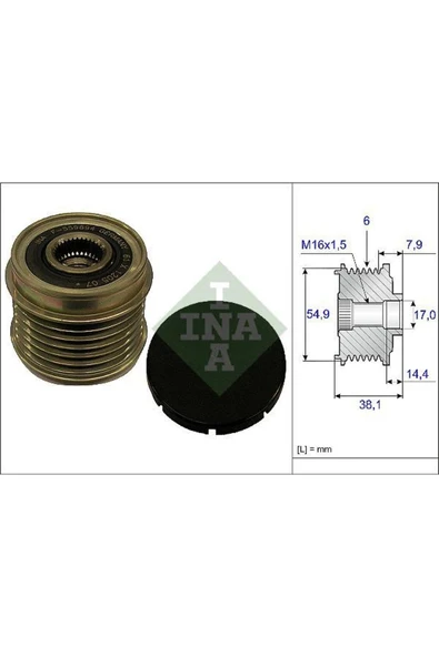 INA 535017610 Alternatör Kaşnağı Rulmanlı Ducato Jumper Boxer 3.0d Hdi 09 6 Kanal ürün görseli 1