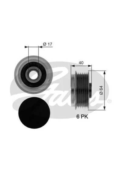 Gates OAP7037 Alternator Kasnagı (rulmanlı) Astra G H Corsa C D Merıva Zafıra 1.7cdtı Combo 1. Uyumlu ürün görseli 1