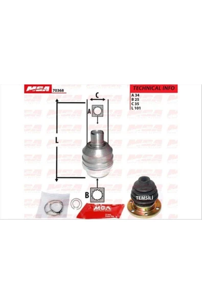 Mga 70368 Aks Kafası Ic Sag ( Opel : Vectra A 95-- 2.0 ) 34×25×35 ürün görseli 1
