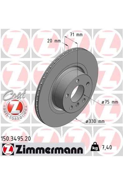 Zimmermann 150.3495.20 FREN DISKI ARKA BMW F25 F26 ürün görseli 1