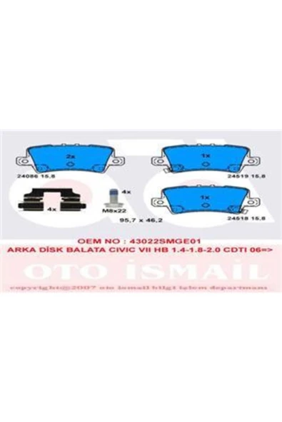 TRW GDB3408 - Arka Fren Balatası Cıvıc Ix 2012 - Cıvıc Vıı... ürün görseli 1