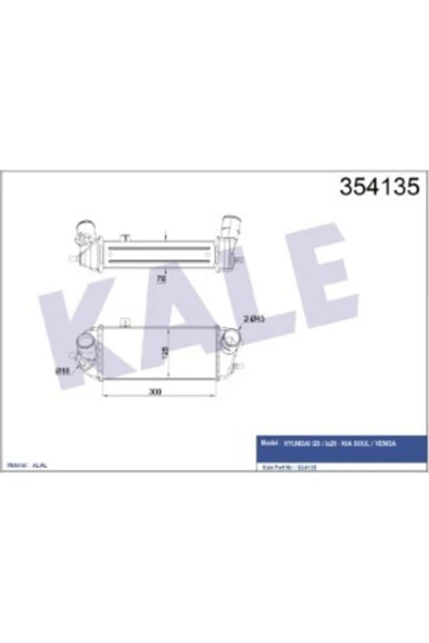 Kale 354135 Turbo Radyatörü (ıntercooler) Hyundaı I20 / Ix20 - Kıa Soul / Venga Intercooler Al/pl/brz ürün görseli 1
