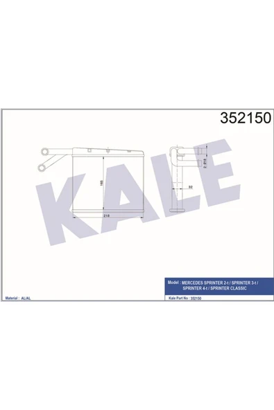 Kale 352150 Kalorifer Radyatörü Sprınter 2t-3t-4t W901-w905 00klr- 0038356101 0038356101 ürün görseli 1
