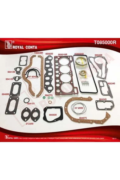 T085000r Motor Takım Conta (süper) (skt Keçeli-subp.last) Renault 9 Broadway-r19 1.4 Karbüratö ürün görseli 1