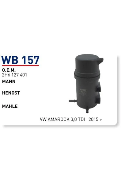Wunder WB157 Wb157 Mazot Filtresi - Vw Amarock 3,0 Tdi 2015 - Uyumlu ürün görseli 1