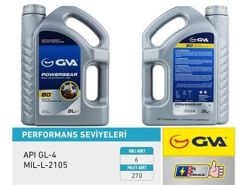 GVA 9920810 SANZIMAN YAGI 80W API GL-4 3 LT ürün görseli 1