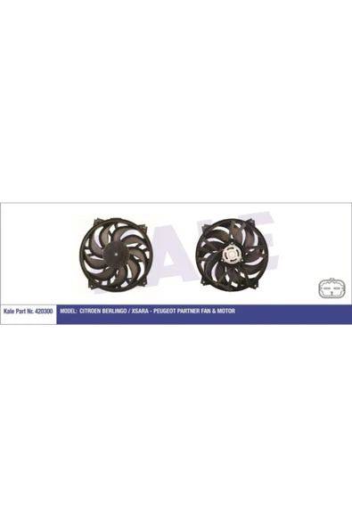 Kale 420300 Fan Motoru Davlumbazlı Partner 02 Berlıngo 02 Xsara 00 307 00 350w-385mm ürün görseli 1